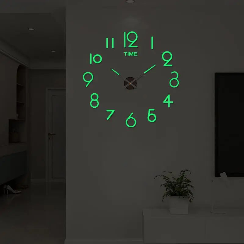 Luminous DIY Wall Clock Glow In The Dark Silent Non Ticking Perfect For Home Office Wall Decor