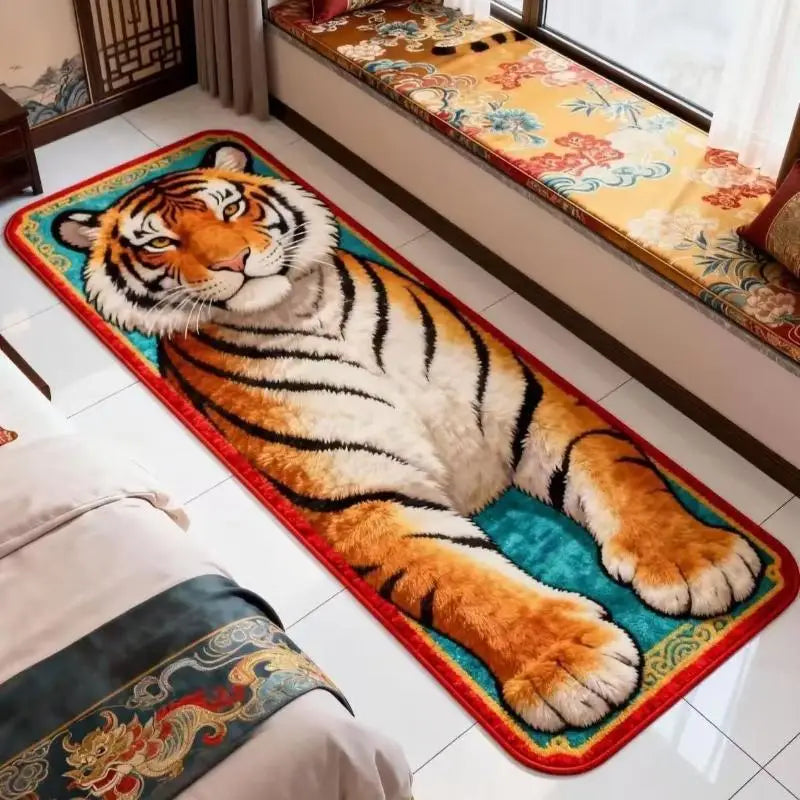 Soft Fluffy Tiger Shaped Area Rug Thick Plush Non Slip Backing Perfect For Bedroom Living Room Home Decor