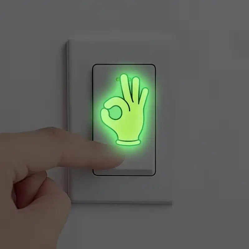 8pcs Glow In The Dark Rock Hand Light Switch Sticker Self Adhesive Removable Home Bedroom Stairs Decor Wall Decals