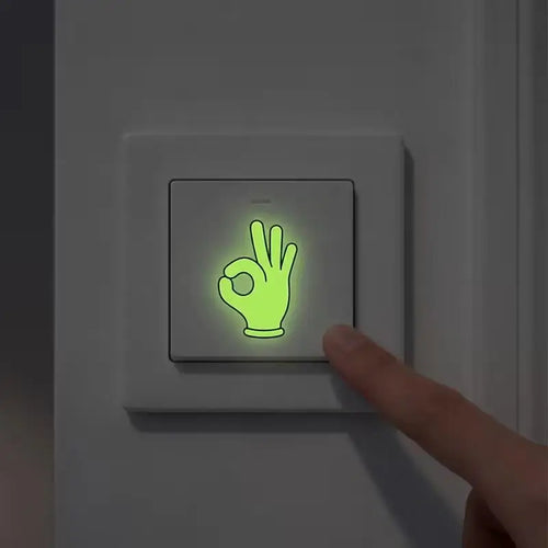 8pcs Glow In The Dark Rock Hand Light Switch Sticker Self Adhesive Removable Home Bedroom Stairs Decor Wall Decals