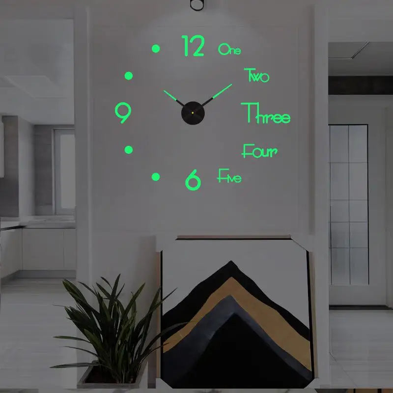 Luminous DIY Wall Clock Glow In The Dark Silent Non Ticking Perfect For Home Office Wall Decor