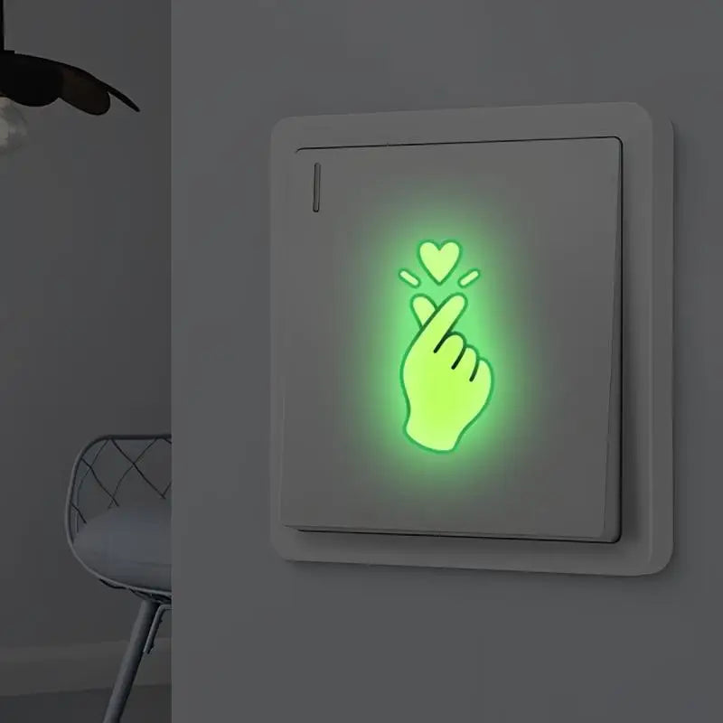 8pcs Glow In The Dark Rock Hand Light Switch Sticker Self Adhesive Removable Home Bedroom Stairs Decor Wall Decals