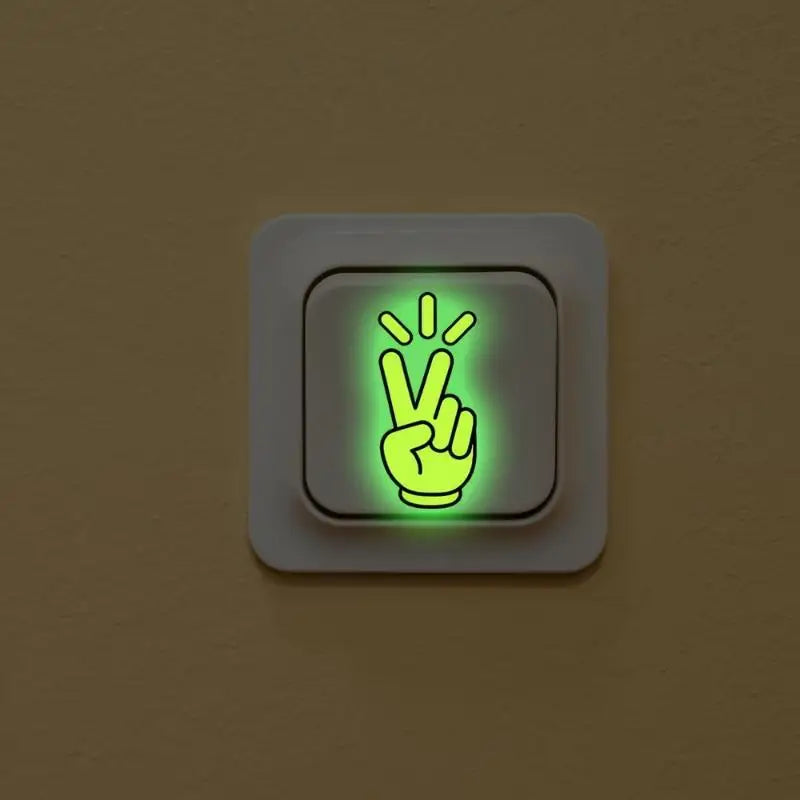 8pcs Glow In The Dark Rock Hand Light Switch Sticker Self Adhesive Removable Home Bedroom Stairs Decor Wall Decals