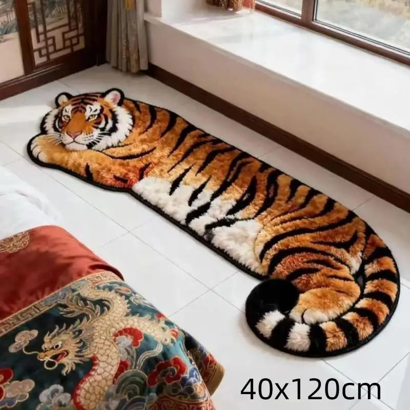 Soft Fluffy Tiger Shaped Area Rug Thick Plush Non Slip Backing Perfect For Bedroom Living Room Home Decor