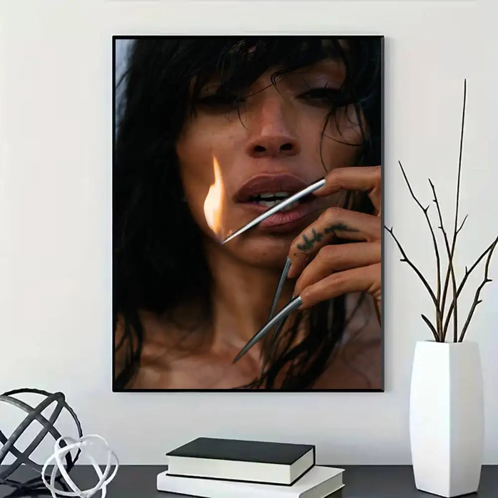 Singer Loreen Wildfire Poster for Modern Decor in Home Offices, Bedrooms, Living Rooms, Kitchens, Bathrooms.