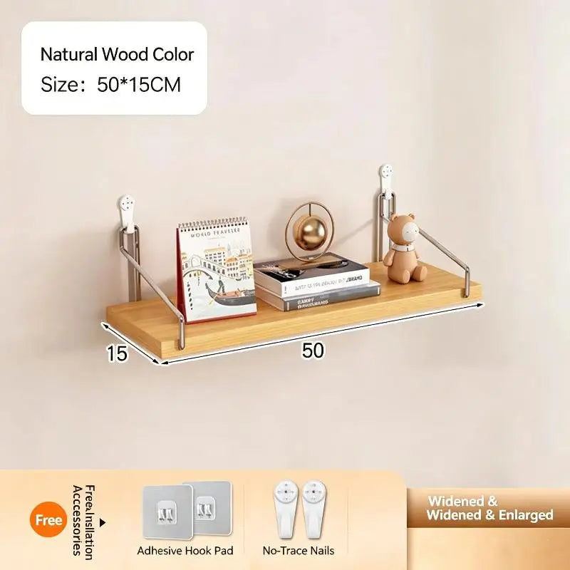 Floating Shelves For Wall Bookshelves No-Punch Wall Mounted Wood Shelf For Living Room Bathroom Bedroom Kitchen Home Decor