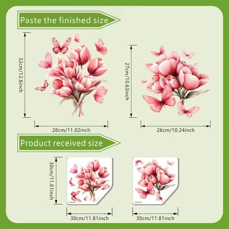 Floral Toilet Sticker Waterproof Bathroom Wall Sticker Toilet Lid Sticker Self-Adhesive Removable Decals Home Decor