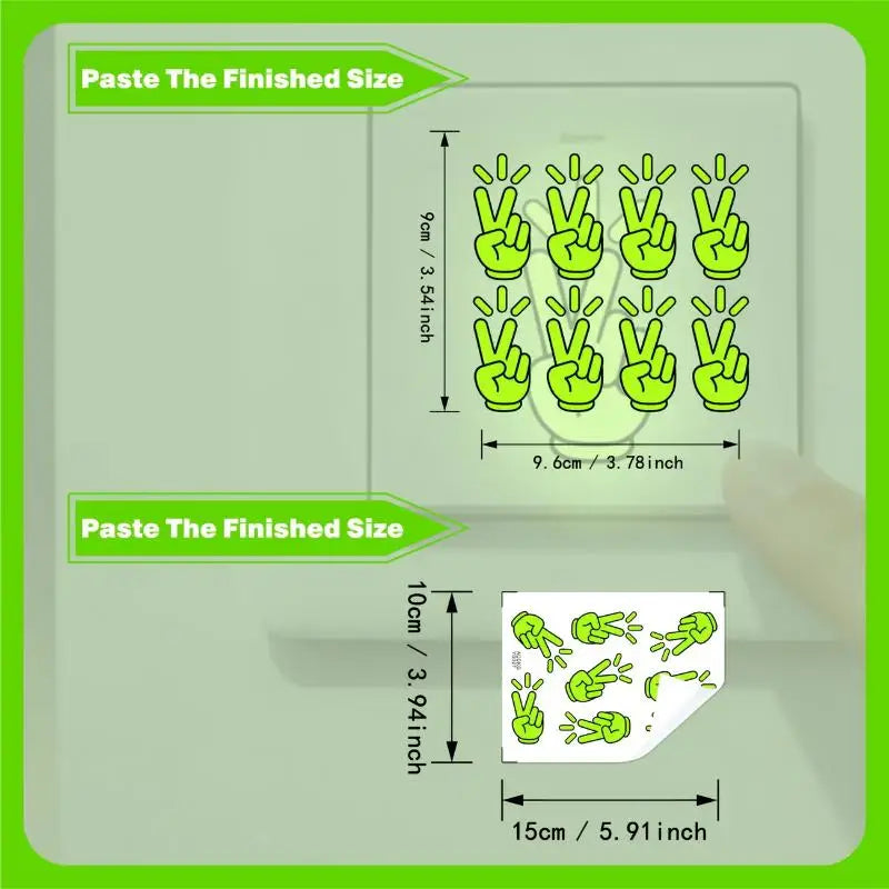 8pcs Glow In The Dark Rock Hand Light Switch Sticker Self Adhesive Removable Home Bedroom Stairs Decor Wall Decals