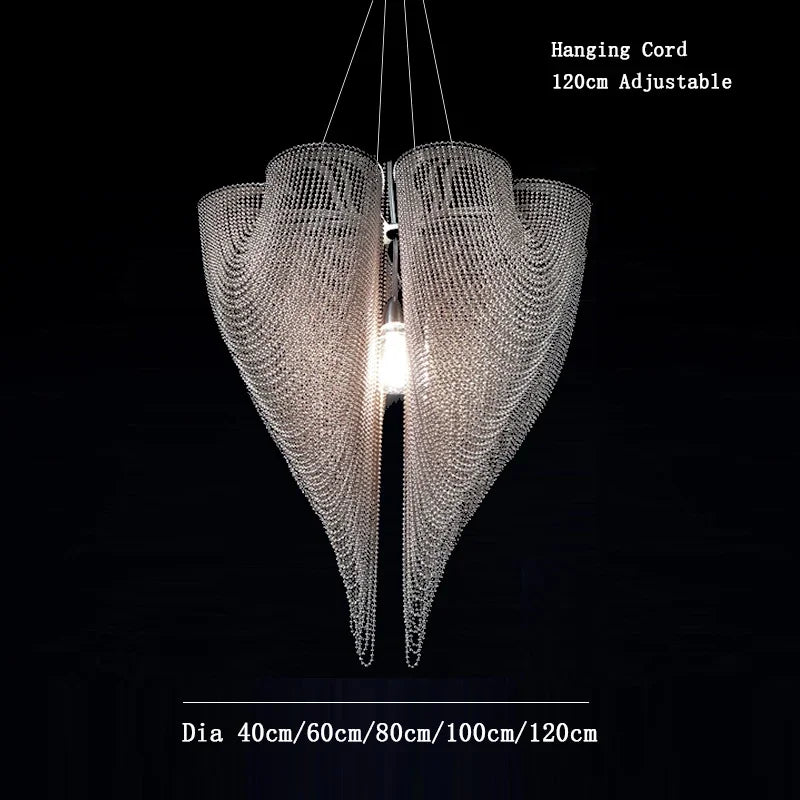 Modern Lustre Peach-shape Metal Bead Curtain Living Room Chandeliers Restaurant Hanging Lamp Home Decor Pendant Lighting Fixture