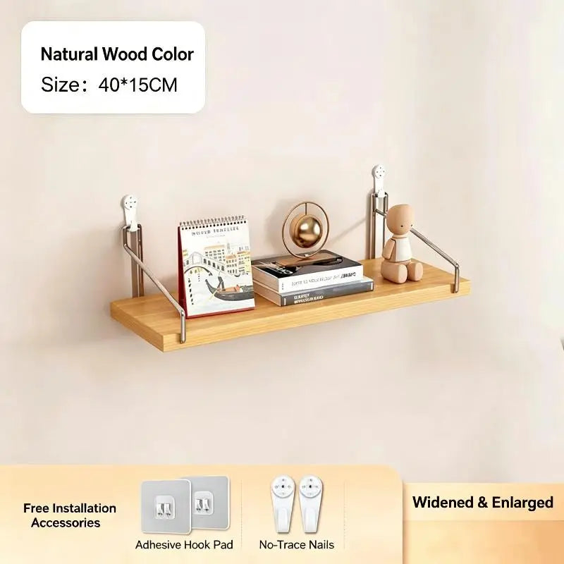Floating Shelves For Wall Bookshelves No-Punch Wall Mounted Wood Shelf For Living Room Bathroom Bedroom Kitchen Home Decor